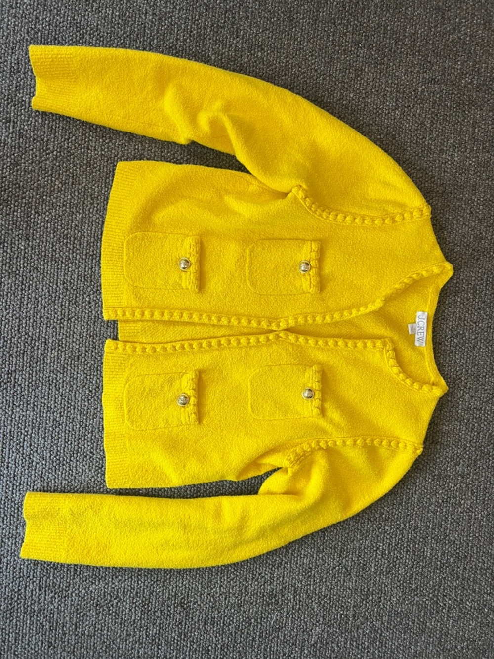 J. Crew Bright Yellow Textured Pocket Cardigan Jacket